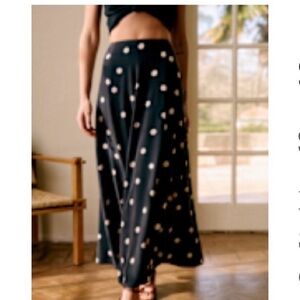 Sezane Soelle Skirt Ecru Polka Dots On Black - Size 2 34